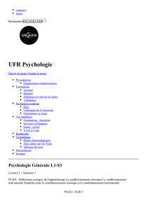 Psychologie Générale L1-S1 - UFR Psychologie