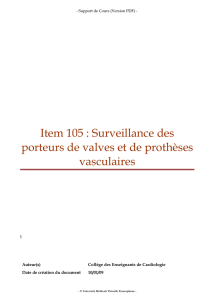 Item 105 : Surveillance des porteurs de valves et de prothèses
