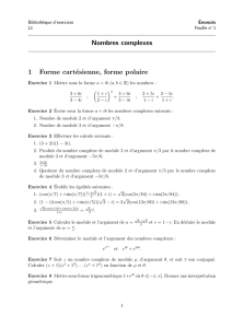 Nombres complexes 1 Forme cartésienne, forme polaire