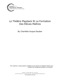 Le Théâtre Playback Et La Formation Des Élèves