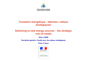 Transition énergétique : attention, métaux stratégiques!
