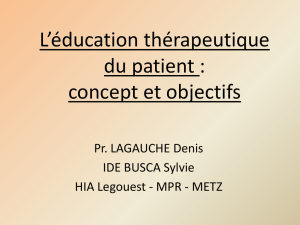 L`éducation thérapeutique du patient: concept et objectifs - sifud-pp