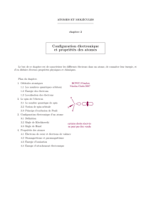 Configuration électronique et propriétés des atomes