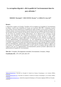La corruption dégrade t- elle la qualité de l`environnement dans les