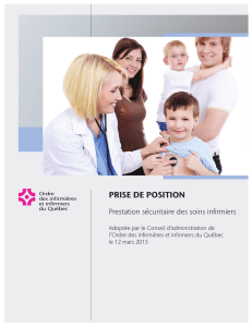 Prise de position - Prestation sécuritaire des soins infirmiers