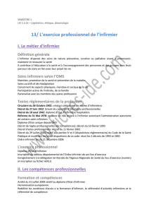 13/ L`exercice professionnel de l`infirmier - Fiches