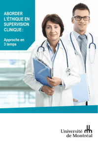 Aborder l`éthique en supervision clinique