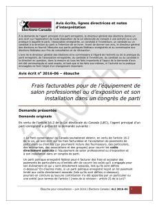 Frais facturables pour de l`équipement de salon