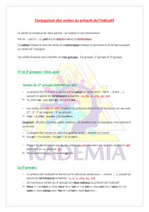 Conjugaison des verbes au présent de l`indicatif