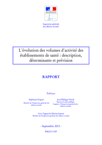 L`évolution des volumes d`activité des établissements de santé