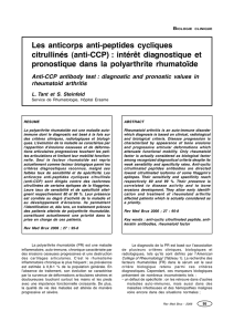 Les anticorps anti-peptides cycliques citrullinés (anti-CCP