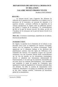 repartition des revenus, croissance et relation salaire