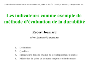 Les indicateurs comme exemple de méthode d`évaluation de la