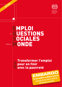 Emploi et questions sociales dans le monde 2016 – Transformer l