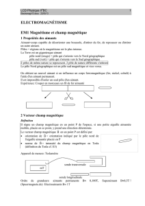 ELECTROMAGNÉTISME EM1 Magnétisme et champ magnétique