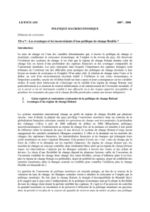 TD n°7 : Les avantages et les inconvénients d`une politique de