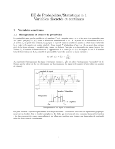 BE de Probabilités/Statistique no 1 Variables discrètes et continues