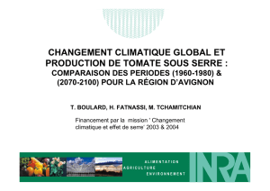 changement climatique global et production de tomate sous serre
