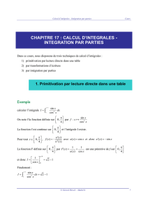 chapitre 17 : calcul d`integrales - integration par parties