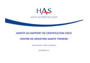 additif au rapport de certification v2010 centre de geriatrie sainte