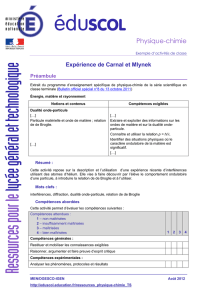 Expérience de Carnal et Mlynek - Ministère de l`éducation nationale