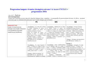 Programme LVE maternelle niveau 1