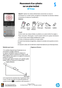 Mouvement d`un cylindre sur un plan incliné - Calculatrices-hp