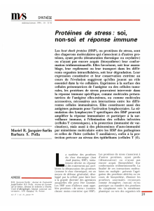 Protéines de stress non-soi et réponse 1mmune - iPubli