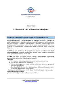 Brochure de pr&eacute;sentation - Le Cluster Maritime de Polyn&eacute;sie
