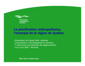 La présentation de la CMQ - Communauté métropolitaine de Montréal