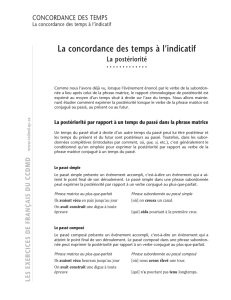 La concordance des temps à l`indicatif