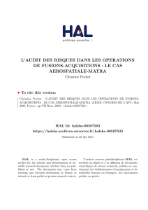 l`audit des risques dans les operations de fusions - Hal-SHS