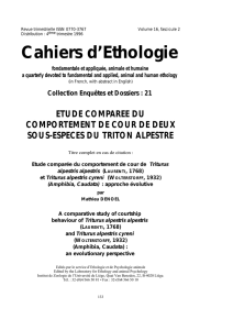 Cahiers d`Ethologie - ORBi