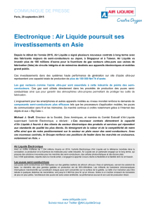 Air Liquide poursuit ses investissements en Asie