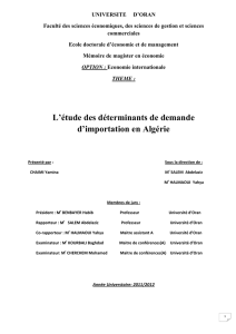 L`étude des déterminants de demande d`importation en Algérie