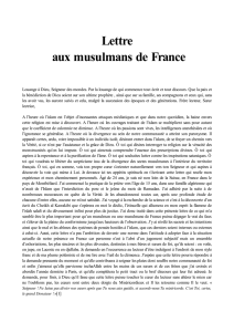 Lettre aux musulmans de France