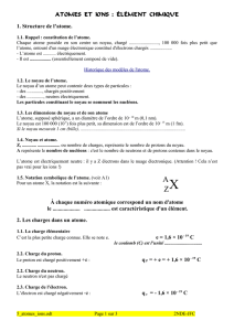 ATOMES ET IONS : ÉLÉMENT CHIMIQUE