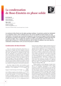 La condensation de Bose-Einstein en phase solide
