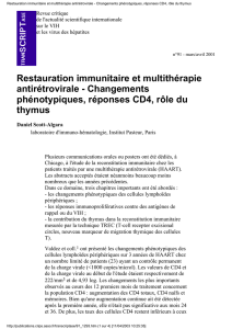 Changements phénotypiques, réponses CD4, rôle du thymus