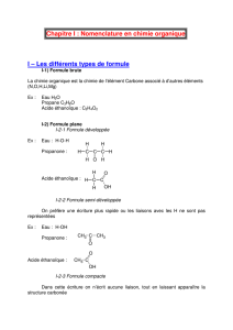 Chapitre I : Nomenclature en chimie organique I – Les différents