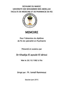 memoire - Faculté de Médecine et de Pharmacie Fès