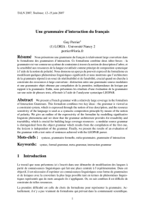 Guy PERRIER Une grammaire d`interaction du français