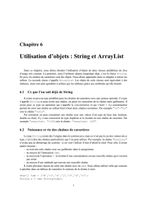 Utilisation d`objets : String et ArrayList