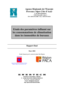 Etude des paramètres influant sur les consommations de