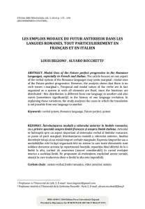 Les emplois modaux du futur antérieur dans les langues romanes