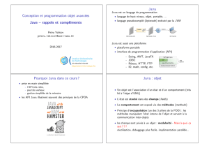 Conception et programmation objet avancées Java – rappels et