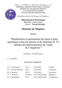 Mémoire de Magister "Modélisation et optimisation des lasers à