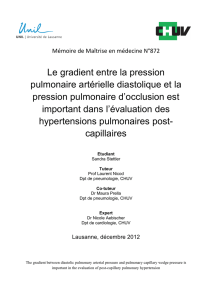 Le gradient entre la pression pulmonaire artérielle diastolique et la