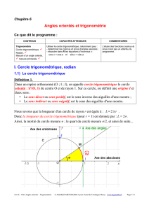 Angles orientés et trigonométrie I. Cercle