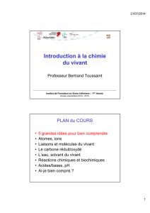 Introduction à la chimie du vivant